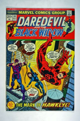 Daredevil 99 Marvel 1973 Hawkeye Black Widow