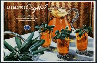 1957 Imperial Glass Candlewick Crystal Pitcher Tumblers Photo Vintage Print Ad