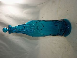 Saphire Blue Pontilled Madonna Holy Water Bottle With Stopper