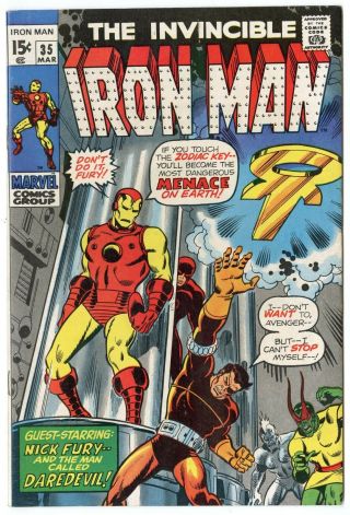Iron Man 35 Nm 9.  4 White Pages Nick Fury Daredevil Marvel 1971