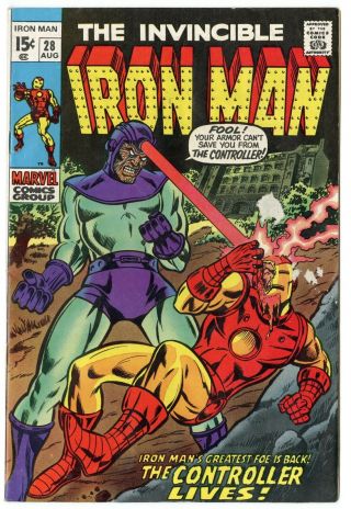 Iron Man 28 Vf/nm 9.  0 Ow/white Pages Vs.  Controller Marvel 1970