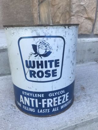 Vintage White Rose Oil Antifreeze Gallon Can