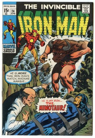 Iron Man 24 Nm - 9.  2 White Pages Vs.  The Minotaur Marvel 1970