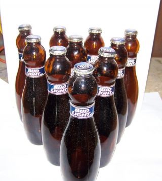 10 Empty Bud Light Bowling Pin Bottles With Caps From 1998