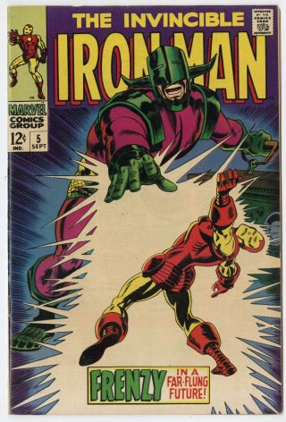 Iron Man 5 Nm - 9.  2 Ow/white Pages Marvel 1968