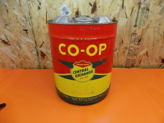Vintage Farmers Union Central Exchange Co - Op Empty 5 Gal Motor Oil Can