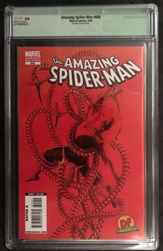 Spider - Man 600 Cgc 8.  0 Virgin Variant Sign By Alex Ross 1:1499 With