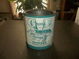Vintage G&e Gallon Oyster Tin Food Advertising Collectible