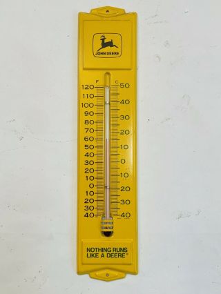Vintage 1950’s John Deere Tractor Farm Gas Oil Metal Thermometer Sign Advertisin