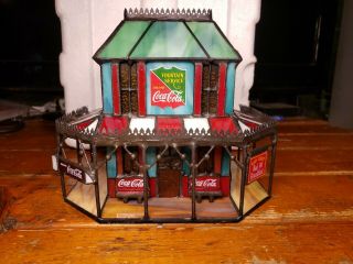 Coca Cola Franklin Stained Glass Victorian Hotel House 1997 4