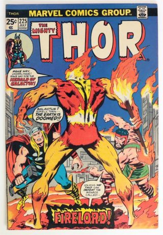 P132.  Thor 225 Marvel 7.  0 Fn/vf (1974) 1st Appearance Nova Centurion Firelord