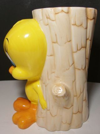 Warner Brothers Tweety Bird Ceramic Vase Hiding Behind Tree 7 Inch 1998 4