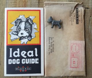 Vintage 1947 Ideal Dog Food Guide History Of Breeds Book Good Luck Metal Charm