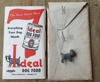 Vintage 1947 Ideal Dog Food Guide History Of Breeds Book Good Luck Metal Charm 2