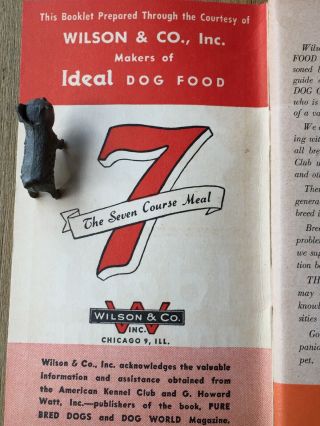 Vintage 1947 Ideal Dog Food Guide History Of Breeds Book Good Luck Metal Charm 5
