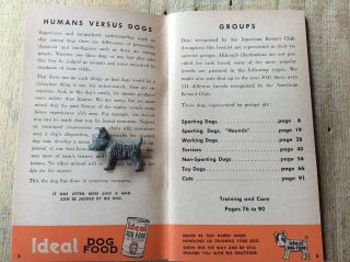 Vintage 1947 Ideal Dog Food Guide History Of Breeds Book Good Luck Metal Charm 6