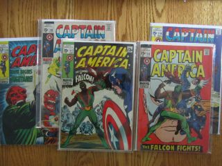 Captain America 115 116 117 118 119 1st Falcon Red Skull Marvel Comics 1969 G