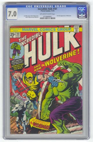 Incredible Hulk 181 Cgc 7.  0 Marvel Comic Mega Key 1st Wolverine