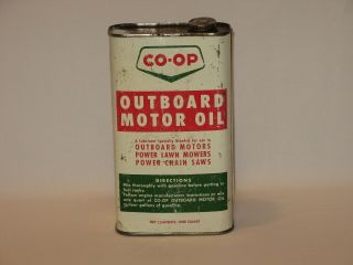 Vintage Co - Op Outboard Motor Oil One Quart Tin/can - English & French