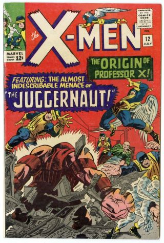 X - Men 12 Vf/nm 9.  0 White Pages Origin & 1st App.  The Juggernaut Marvel 1965