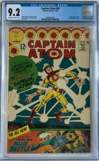 Captain Atom 83 Cgc 9.  2 Ow/wp 1st App.  Of The Blue Beetle (ted Kord) Key L@@k