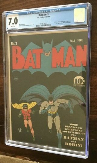 Batman 3 Cgc 7.  0 White Pages 1st Catwoman In Costume Key Issue L@@k
