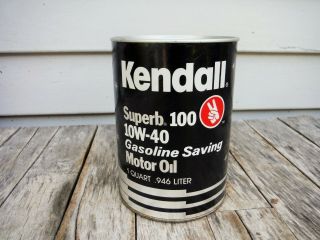 Vintage 1 Quart Kendall 100 Motor Oil Can Full Nr Man Cave