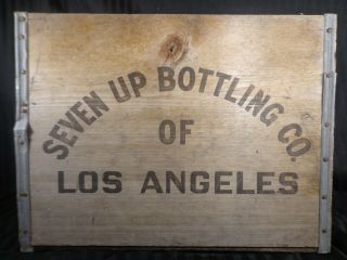 Vintage Wooden 7 - Up Soda Crate 1964 7 - Up Bottling Company Los Angeles