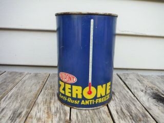 Vintage 1 Quart Dupont Zerone Anti - Freeze Motor Oil Can Full Metal Quart Nr