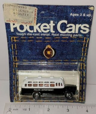 Vintage 1/110 Tomy Pocket Cars Isuzu Bonnet Police Bus No.  116 - 6
