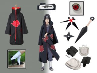 Complete Set Of Naruto Akatsuki Cloak Uchiha Itachi Cosplay Costume