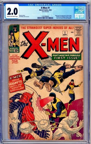 X - Men 1 - First Issue 1963 Appearance - Cgc Grade 2.  0 Key Comic Book Xmen X Men