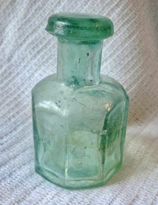 Antique Small Glass Bottle With Glass Stopper - Bubbles In Glass