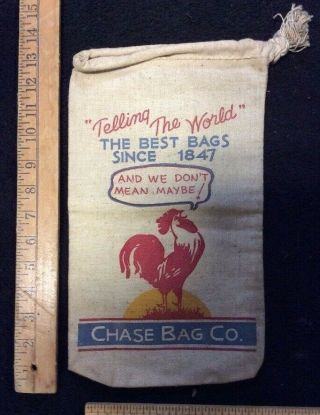 Chase Bag Rooster Sample Vintage 1950s Cloth Bag Inv - C234
