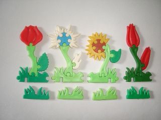 Kinder Surprise Set - 3d Puzzle Flowers In The Meadow 1988/93 Toys Collectibles