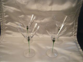 Tanqueray No 10 Martini Glasses With Green Teardrop Stem (set Of 4)