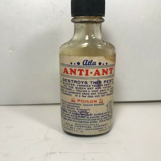 Vintage Alta Anti - Ant Pest Control Poison Skull Crossbones Arsenic Bottle