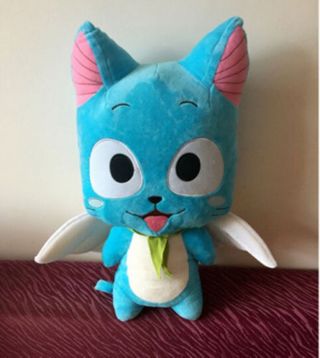 12  Anime Fairy Tail Blue Cat Cute Happy Cartoon doll plush soft toys gift 3