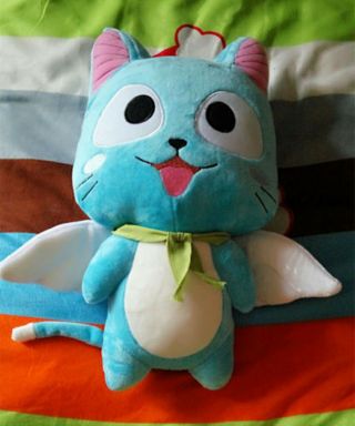 12  Anime Fairy Tail Blue Cat Cute Happy Cartoon doll plush soft toys gift 5