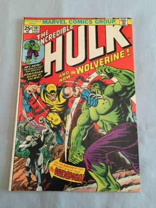 Marvel Comics The Incredible Hulk 181 1974 1st Full App Wolverine Mvs 6.  5 Fn,