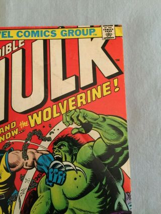 Marvel Comics THE INCREDIBLE HULK 181 1974 1st full app Wolverine MVS 6.  5 FN, 3