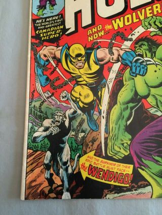 Marvel Comics THE INCREDIBLE HULK 181 1974 1st full app Wolverine MVS 6.  5 FN, 4