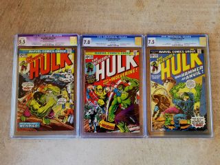 Incredible Hulk 181 Cgc 7.  0white Pages 180 5.  5 W/ow Pages,  182 7.  5 White Pages