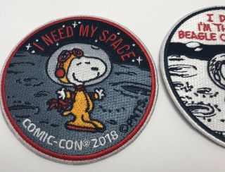 3 Peanuts Space Snoopy Patches from SDCC 2018 - 2