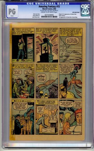 Fantasy 15 Cgc Pg Page Only 1962 Stan Lee Holy Grail Rare