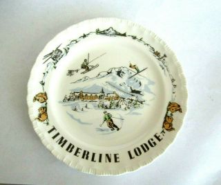 Vintage Souvenir Plate Timberline Lodge Mt Hood Oregon Pictorial Scarce