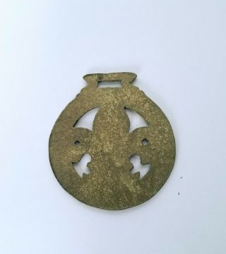 Vintage Horse Harness Solid Brass Medallion Fleur de lis & Stars 2