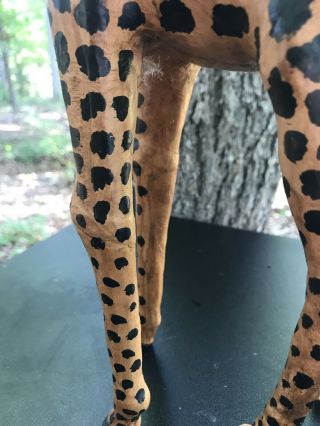 African Giraffe leather wrapped 20” tall figurine statue handmade 5