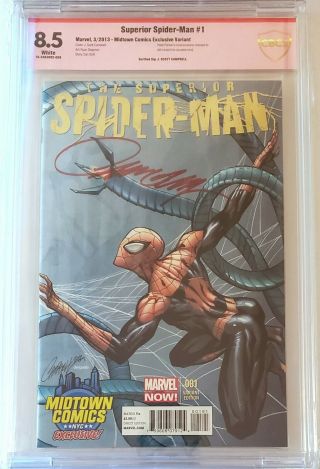 Superior Spider - Man 1 - J Scott Campbell Var Midtown Exclusive Cbcs 8.  5 Signed