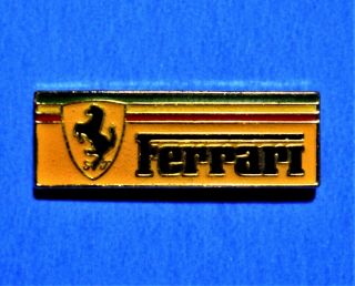 Ferrari - Wide Rectangle Horse & Yellow Logo - Car Emblem - Vintage Lapel Pin